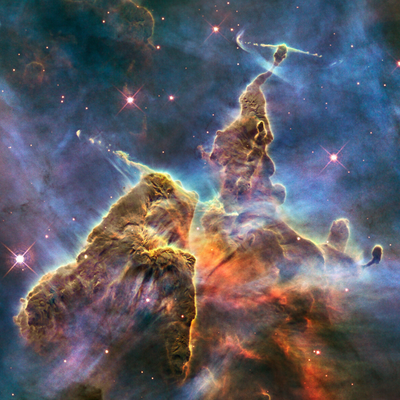 "Mystic Mountain" captured by the Hubble telescope. 7500 light-years away in the southern constellation of Carina.   